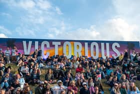 Festival-goers at Castle Field