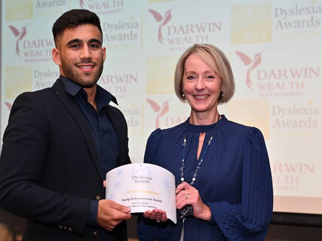 Arun Watkins, who runs the EggChaserStash rugby shop online and in Reigate, won the Young Entrepreneur Award at the last Dyslexia Awards ceremony in 2023.