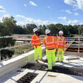 Balfour Beatty experts overlooking Clearmount footbridge. Picture: Balfour Beatty