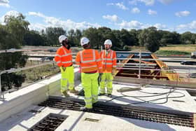 Balfour Beatty experts overlooking Clearmount footbridge. Picture: Balfour Beatty