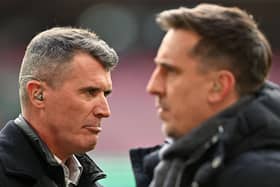 Manchester United legends Roy Keane and Gary Neville (Photo by GLYN KIRK/AFP via Getty Images)