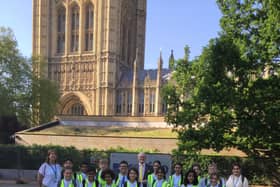 Windmill Primary School Pupils and Staff with Wokingham MP Clive Jones on visit to Palace of Westminster