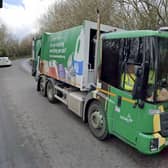 Amey waste lorry leaving Leatherhead recycling centre in Mole Valley (image Google)