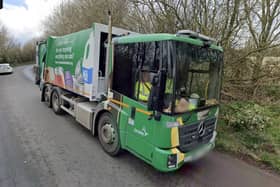 Amey waste lorry leaving Leatherhead recycling centre in Mole Valley (image Google)
