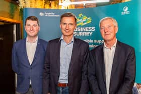 From left: Cllr Matt Furniss, Rt Hon Jeremy Hunt MP and Cllr Tim Oliver at the launch of Business Surrey
