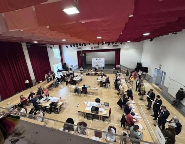 West Surrey election count in Addlestone (image Chris Caulfield)