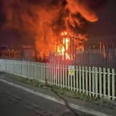 A fire in a transformer in Nestles Avenue, Hayes, west London, which means Heathrow will be closed all day on Friday, March 21. Picture courtesy of London Fire Brigade