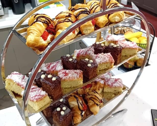 Canapes and homemade cakes were served