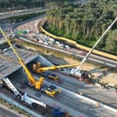 National Highways closed the M25 – between junctions 10 (A3 Wisley) and 11 (Chertsey) – for the construction and installation of a bridge on the western gyratory of the roundabout at Junction 10, and two overhead gantries. Photo: National Highways