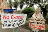 Jan And Christie Showing Support for the Harlequin Theatre, Outside Reigate And Banstead Town Council. (Credit Emily Dalton/LDRS)