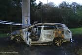 The fire-ravaged Toyota. Photo: Sussex Police