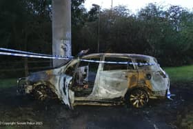 The fire-ravaged Toyota. Photo: Sussex Police