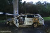 The fire-ravaged Toyota. Photo: Sussex Police