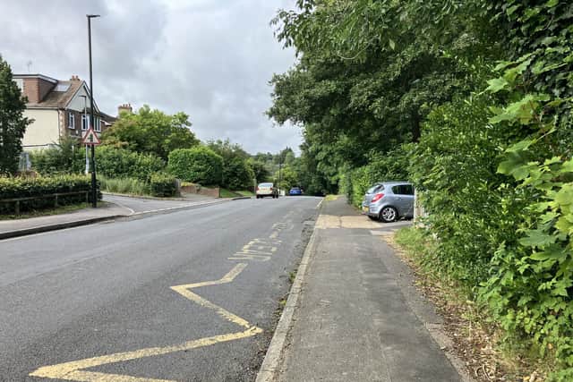 View down Chaldon Road, with the school entrance on the right. (Credit: Emily Dalton/LDRS)