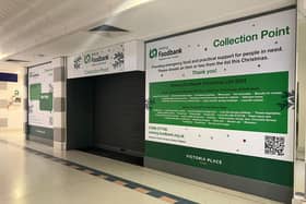 Donation collection point at Victoria Place