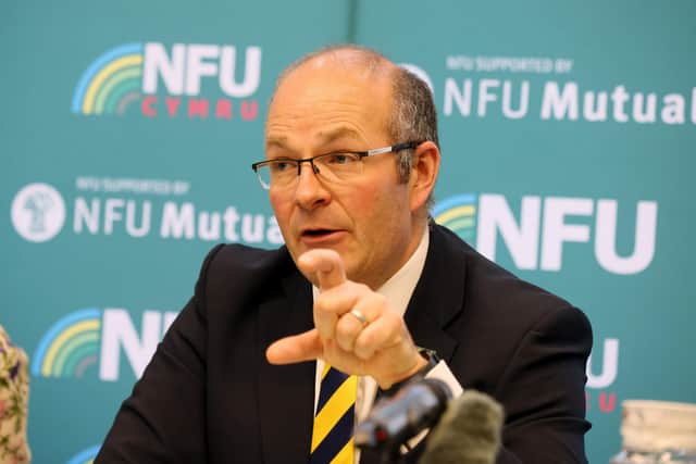 NFU President Tom Bradshaw speaking at a press conference after this week's meeting with the Treasury.