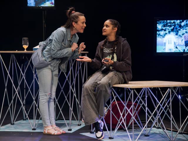 Eleanor Henderson (Lorna) and Olivia Pentelow (Mila) for Wish You Weren’t Here. Photo by Chris Saunders