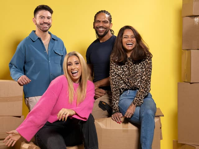 Sort Your Life Out with Stacey Solomon is back on TV, inspiring consumers to search out savvy space saving ideas and cleaning hack. Left to right: Iwan Carrington, Stacey Solomon, Rob Bent, and Dilly Carter