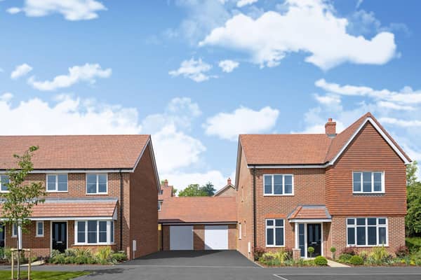 A CGI of a typical street scene showing homes built under Vistry Group’s Bovis Homes brand.