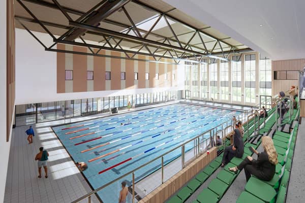 Spectator view of Spelthorne Leisure Centre. Pictures courtesy of GT3 Architects