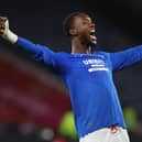 Abdallad Sima of Rangers reacts after the team's victory in the Viaplay Cup Semi Final match between Heart of Midlothian and Rangers at Hampden Park on November 05, 2023 in Glasgow, Scotland. (Photo by Ian MacNicol/Getty Images)