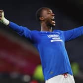 Abdallad Sima of Rangers reacts after the team's victory in the Viaplay Cup Semi Final match between Heart of Midlothian and Rangers at Hampden Park on November 05, 2023 in Glasgow, Scotland. (Photo by Ian MacNicol/Getty Images)