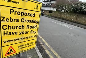 Road notice for proposed school Zebra Crossing. (Photo: Chris Caulfield)