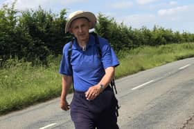 Mark in full stride walking LEJOG