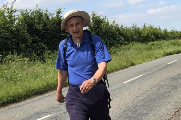Mark in full stride walking LEJOG