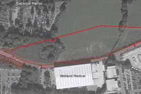 Plans to build a parcel distribution centre on land safeguarded for possible expansion at Gatwick Airport have been submitted to Crawley Borough Council. Image:  CBC