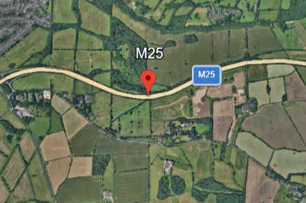 People travelling to Gatwick Airport were warned to expect delays, after a serious collision led to the closure of a stretch of the M25 in Surrey. Photo: Google Earth