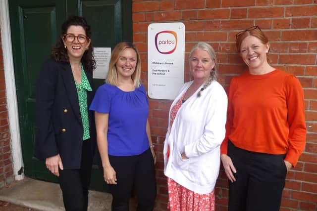 From left to right: Leading early years nutritionist Laura Matthews with Amy Bennett, Partou Children’s House Nursery Manager; Karen Liddell, Partou Regional Business Manager; and Lynne Murray, Partou Area Manager