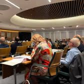 Simon Higgins, speaking at a Guildford Borough Council meeting on July 30. (Credit: Emily Dalton/LDRS)