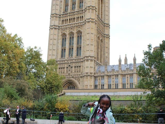 Chestnut Park Primary School's council members at the Palace of Westminster.