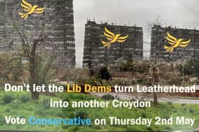 The Surrey Conservative leaflet wrongly using a picture of Arlington House in Margate to represent Croydon.