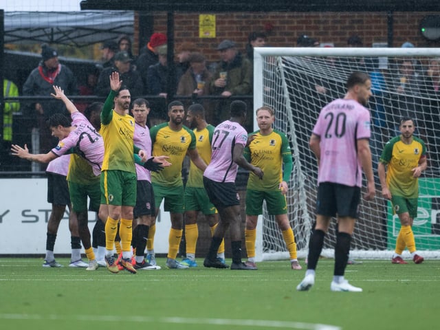 Horsham FC edged out Walton & Hersham 1-0 on a wet and windy afternoon at the Fusion Aviation Community Stadium