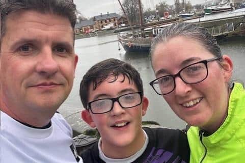 Zac has been out running with his mum and dad
