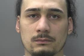 Connor Woodburn-Hall, 28, of Lionel Road North in Hounslow, was sentenced to five years and two months, after he pleaded guilty to being concerned in the supply of heroin and crack cocaine, and the acquired use or possession of criminal property. Pictures courtesy of Surrey Police