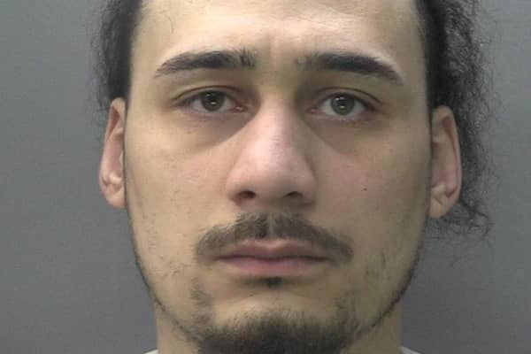 Connor Woodburn-Hall, 28, of Lionel Road North in Hounslow, was sentenced to five years and two months, after he pleaded guilty to being concerned in the supply of heroin and crack cocaine, and the acquired use or possession of criminal property. Pictures courtesy of Surrey Police
