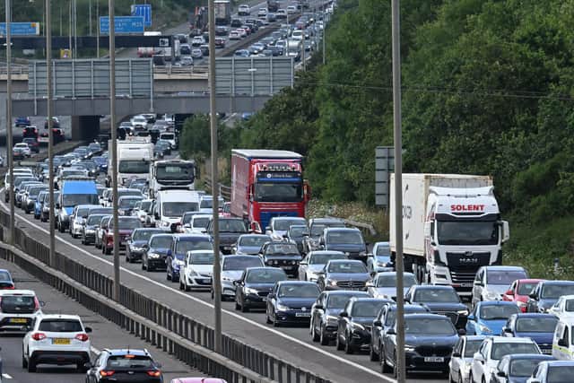 A new nationwide study from webuyanycar has revealed the top pet peeves on UK roads with car users getting annoyed by fellow road users an average of 11 times a week, as tailgating (31 percent) ranks as the highest annoyance. (Photo by JUSTIN TALLIS/AFP via Getty Images)
