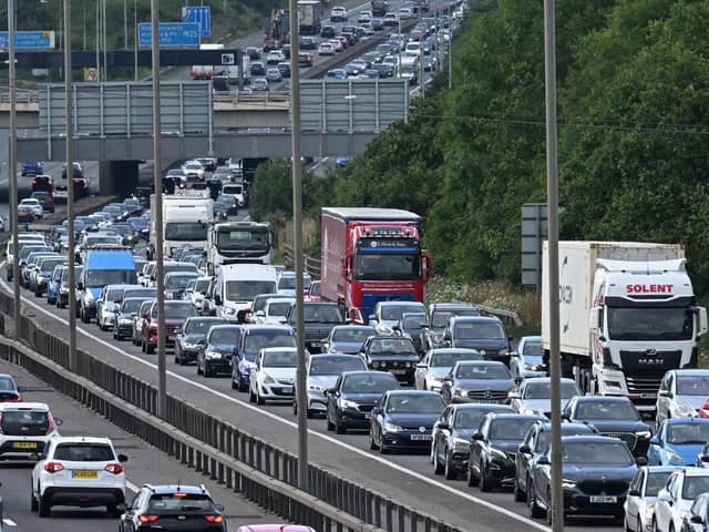 A new nationwide study from webuyanycar has revealed the top pet peeves on UK roads with car users getting annoyed by fellow road users an average of 11 times a week, as tailgating (31 percent) ranks as the highest annoyance. (Photo by JUSTIN TALLIS/AFP via Getty Images)