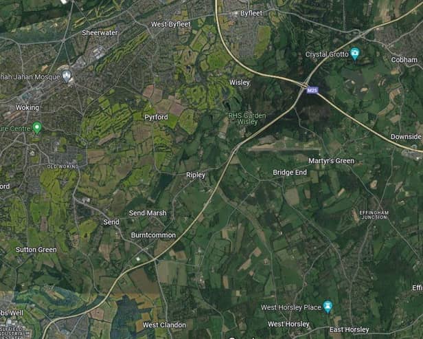 The A3 between Send (South of the M25) and Junction 10 of the M25 (Wisley) will be shut in both directions from 9pm on Friday 23 to 6am Monday 26 February 2024. Picture: Google Maps