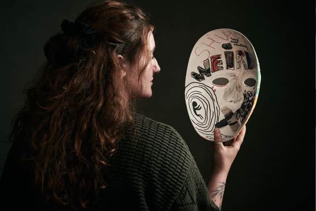 Alice pictured unmasking as part of BACP ADHD campaign