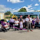 St Piers Staff and Students Welcome Peter Kennedy of Kennedy's Independent Property Agents to cut the ribbon on their NEW Variety Sunshine Coach