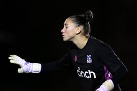 Natalia Negri of Crystal Palace Women during the FA Women's Continental Tyres League Cup Group Stage match between Charlton Athletic Women and Crystal Palace Women at Oakwood VCD on January 11, 2023 in Crayford, England. (Photo by Alex Pantling/Getty Images)