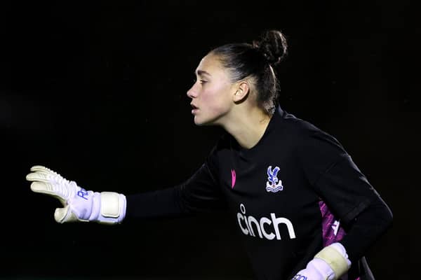 Natalia Negri of Crystal Palace Women during the FA Women's Continental Tyres League Cup Group Stage match between Charlton Athletic Women and Crystal Palace Women at Oakwood VCD on January 11, 2023 in Crayford, England. (Photo by Alex Pantling/Getty Images)