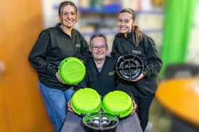 Rik Hellewell shows off some of the Gredi-Boxes with members of Ovenu’s head office team, Vikki Openshaw and Shannon Martin