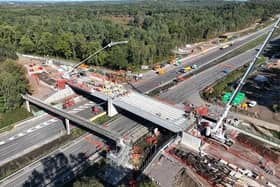 Timelapse footage released by National Highways captured a major milestone on the M25 junction 10 scheme that took place as giant bridge beams were lifted into place on the transformative project. Pictures contributed