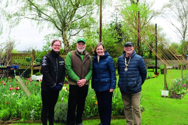 Sarah Squire, Squire’s Garden Centres (second right) visiting Badshot Lea Bloomers