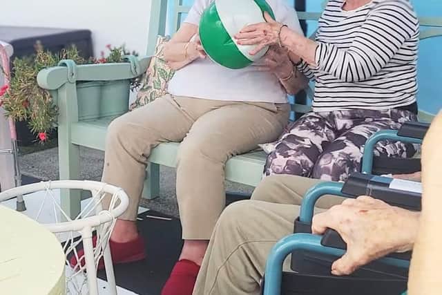 Residents and Best Friends, Judy Hyde and Gloria Cheeseman, at Friends of the Elderly's Orford House Care Home in Coulsdon, Surrey
